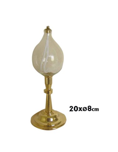 Candelabro Sencillo Pie Dorado Con Globo Cristal 20cm