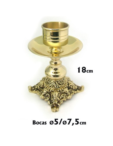 Candelero Mesa Pie Cuadrado Nudo Liso 18cm Alto Cuero