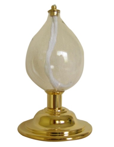 Candelabro Sencillo Pie Dorado Con Globo Cristal 14cm