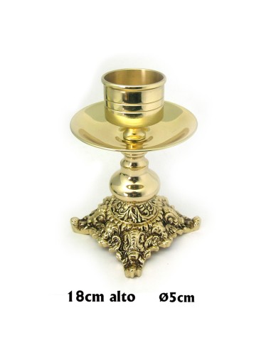 Candelero Mesa Pie Cuadrado Nudo Liso 18cm Alto Cuero