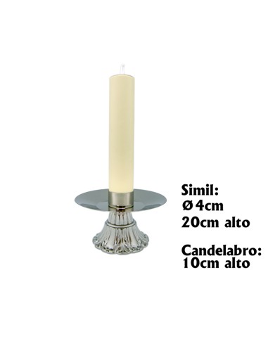 Candelero Altar Tipo Flor Pequeño Cuero Con Simil Vela Completo 40x200mm
