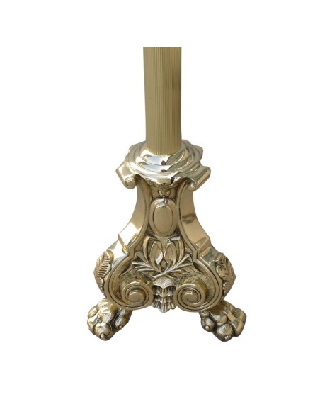 Cirial Bronce 120Cm Pie Garras Leon Con Tubo Rayado