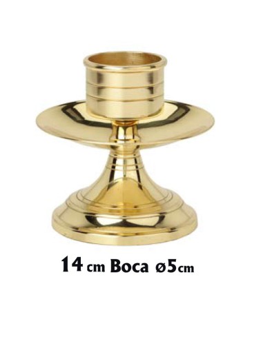 Candelabro Bronce 14cm Pie Redondo Con Lineas Sencillo