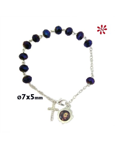 Rosario Brazalete Cristal Violeta 7X5mm