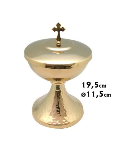 Copon Metal Dorado Liso Nudo A Rayas Y Base Punteada Altura 19. 5cm