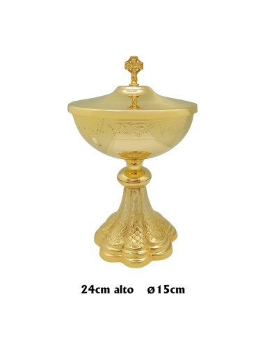 Copon Metal Dorado Copa Con Greca Y Base Escalonada Con Espigas Altura 24cm