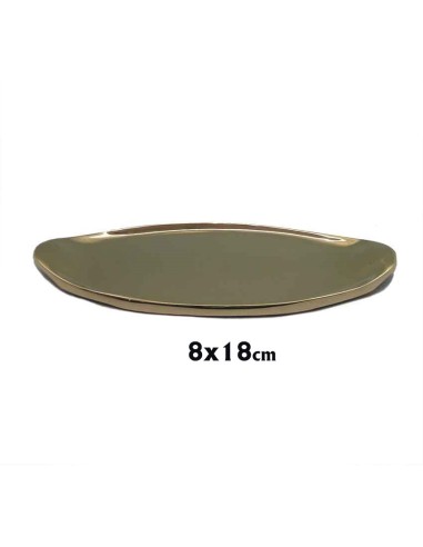 Bandeja Comunion Oval Dorada 18cm Con Borde Levantado