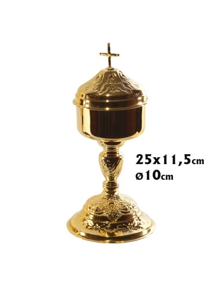Copon Dorado 25X11. 5 Cm Adorno Floral Nudo Oval Base Redonda Oro 24K En Caja Forrada
