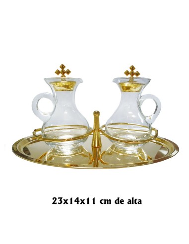 Vinajera Cristal Bandeja Aros Metal N523