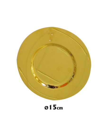 Patena Caliz Metal Dorada Ihs Grabado Parte De Abajo 15cm Diametro