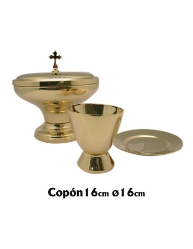 Copon Comunion 2 Especies Con Caliz Y Patena Mini Con Base 15x15cm Dorado