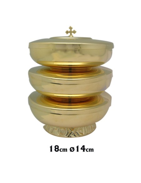 Copon Patena Triple Con Base 14X18cm Dorado
