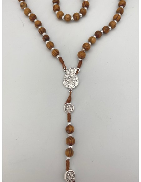 Rosario Madera 7Mm San Jose Y Sagrada Familia En Maria Y Paters