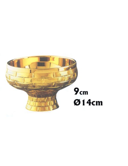 Caliz Metal Dorado Liso Nudo A Rayas Y Base Punteada Altura 16. 5Cm Con Patena