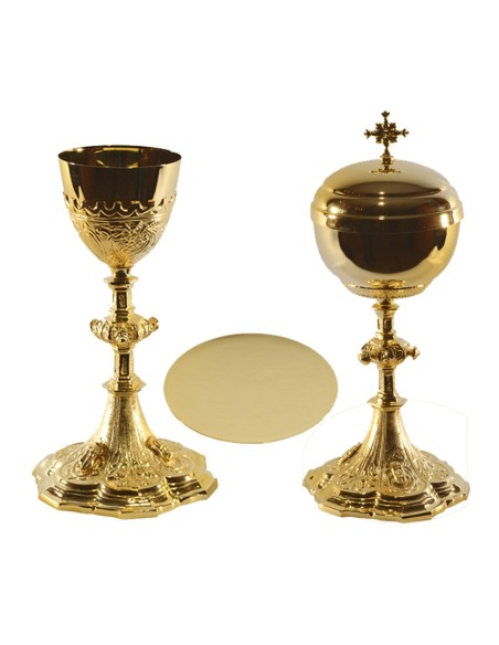 Copon Dorado Labrado 30X13. 5 Cm Nudo Saliente Base Labrada Oro 24K En Caja Forrada