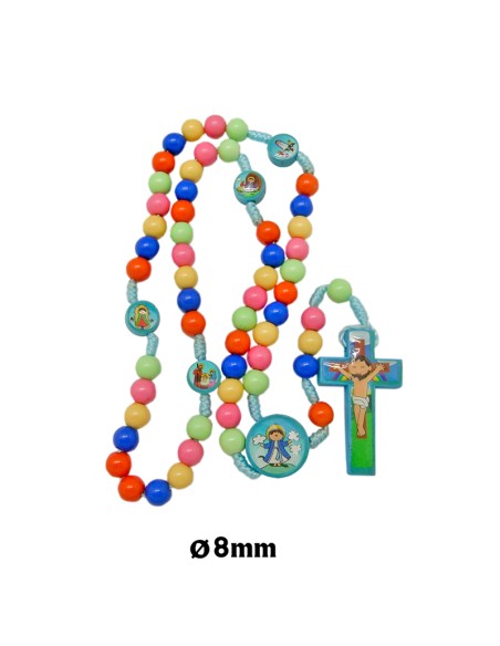 Rosario Madera Infantil Multicolor 8mm Con Fotos