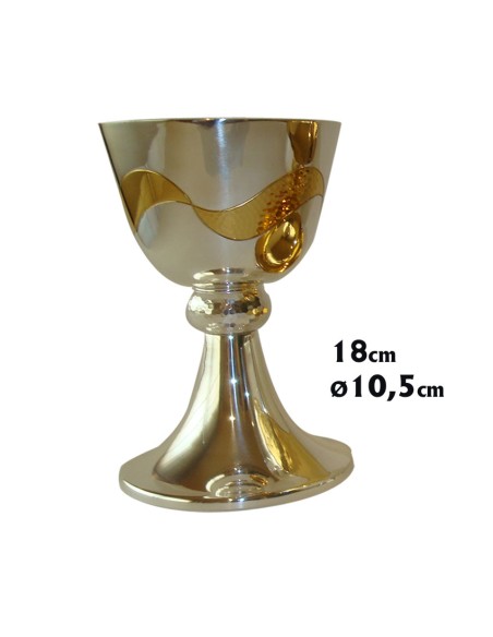 Caliz Metal Plateado Ondas Doradas N5370