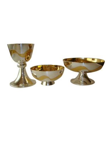 Caliz Metal Plateado Ondas Doradas N5370