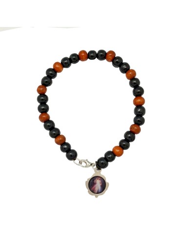 Pulsera Bola 7 Mm Alterna Negro Y...