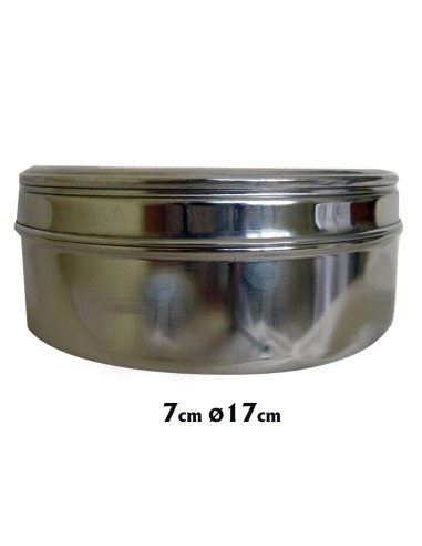 Caja Para Guardar Formas Inoxidable Tapa Grabada Ihs 17cm Diametro