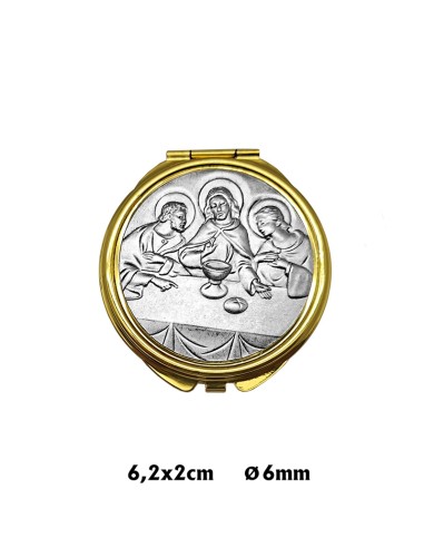 Portaviatico Caja Dorada Placa Superior relieve plateada Ultima Cena 6.2x2 cm