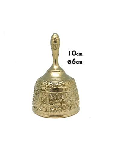 Campana Metal Dorada Evangelistas 6cm Diametro Altura 10cm