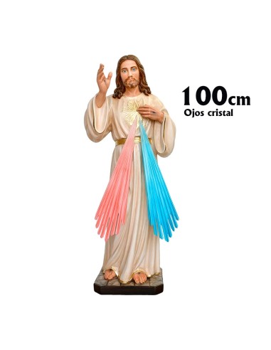 Jesús Misericordioso Res 100cm Decorado Hueco Ojos De Cristal