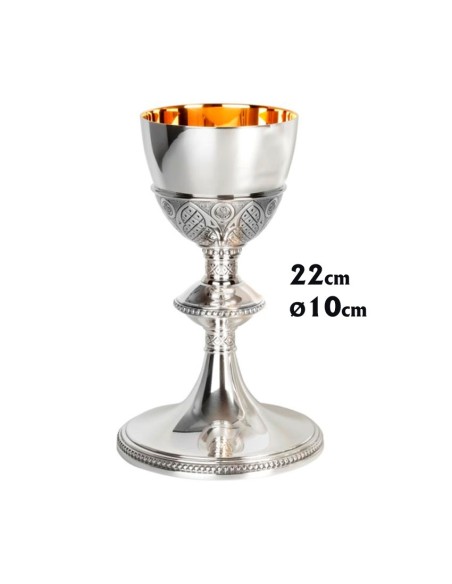Caliz Metal Plateado Gotico Cincelado Sobrecopa Cincelada N5400 22Cm Altura