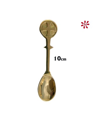 Cuchara Metal Dorada 10cm Con Adorno Cruz Redonda
