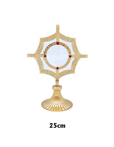 Custodia Dorada Octogonal Con Uvas Y Pie Rayado 25cm N 487