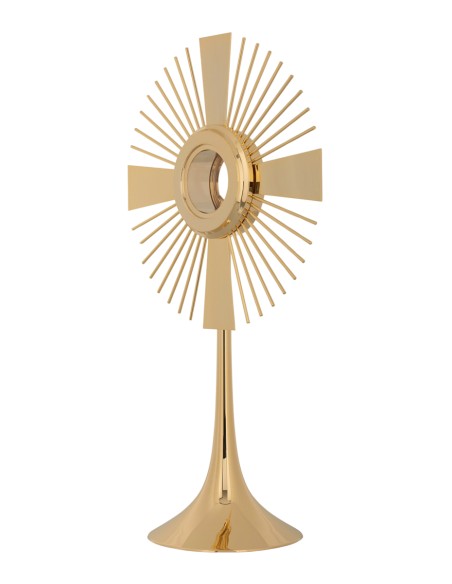 Custodia Metal Clasica Dorada Con Pie Liso 60cm Alto Y 35 Ancho