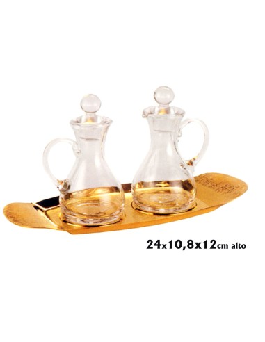 Vinajera Cristal Bandeja Metal Dorada...