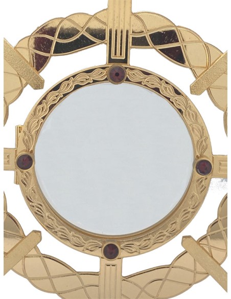 Custodia Dorada Tipo Timon Trenzada Adornos Rojos Base Plateada Uvas Relieve 25cm