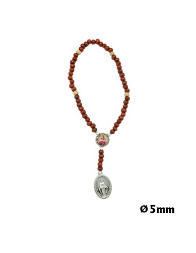 Rosario Madera Elastico 5Mm Marron...