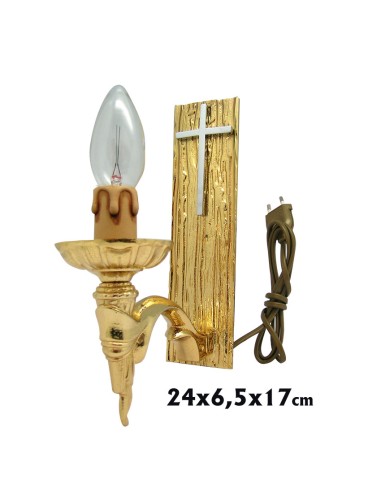 Lampara Del Santisimo Pared dorada Con Con Cruz Niquel 24x6. 5cm
