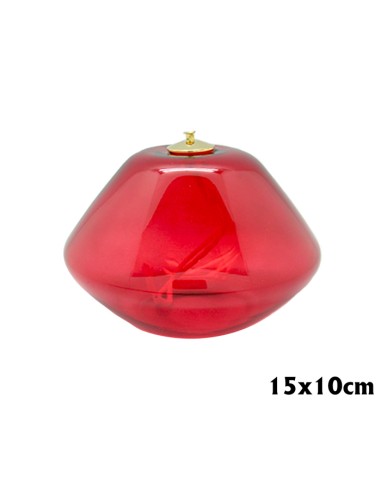 Lampara Cristal Rojo 15x10cm Tipo Rombo