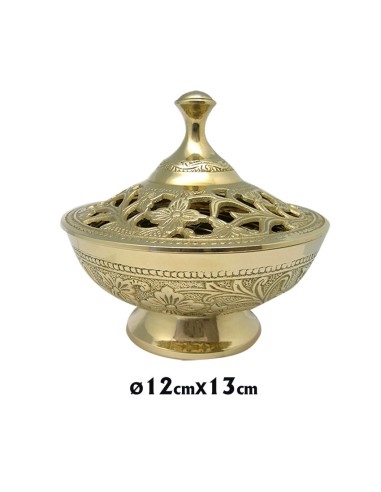 Quemador Incienso De Mesa Dorado Alto 13cm Diametro 12cm