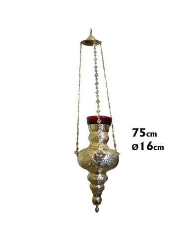 Lampara Colgar Techo Grande Vaso Cristal Rojo