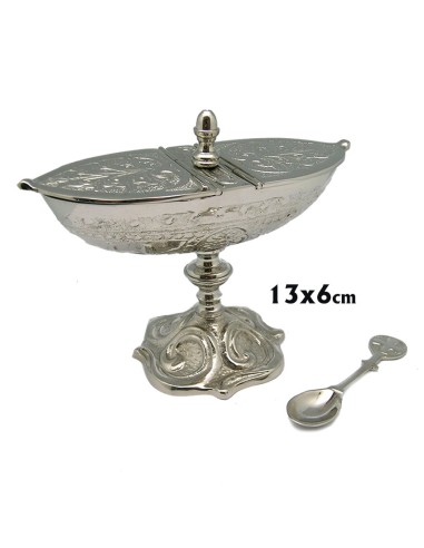 Naveta Niquelada Labrada Con Base Altura 13cm
