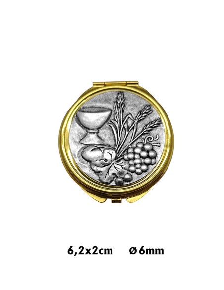 Portaviatico Caja Dorada Placa Superior Relieve Plateada Comunion 6.2X2 Cm