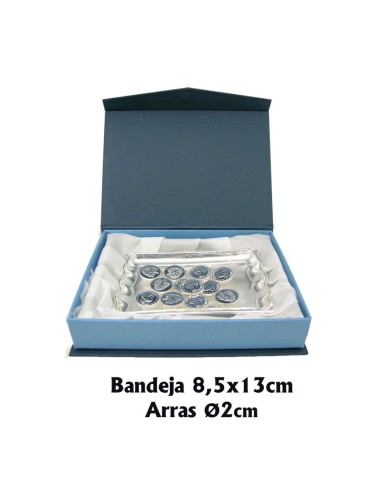 Juego Arras Metal Con Estuche Y Bandeja Plateada