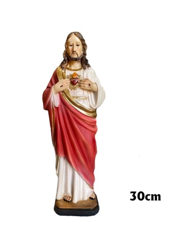 Corazon De Jesús Res 30cm Base Cuadrada P5