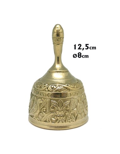 Campana Metal Dorada Evangelistas 8cm Diametro Altura 12. 5cm