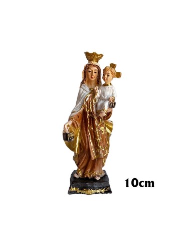 Virgen Carmen Res 10cm Base Cuadrada Con Dorados P42