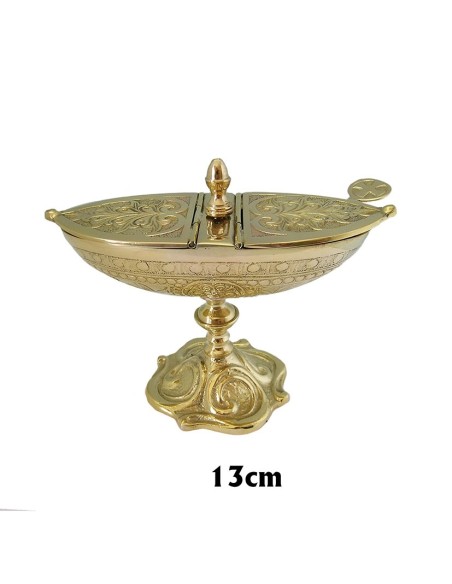 Naveta Dorada Labrada Con Base Altura 13Cm