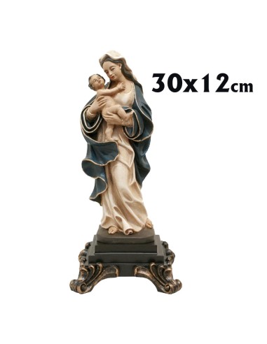 Virgen Con Nizzzzzo Res 30x12cm Manto Con Pliegues Decorada