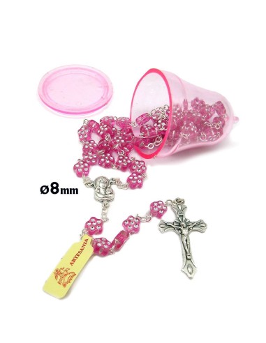 Rosario Plastico Grano Flor Brillante...