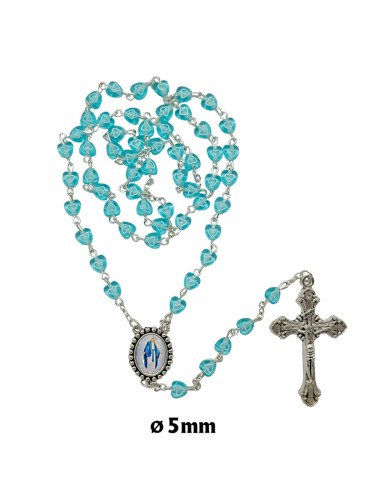 Rosario plastico corazon azul celeste...