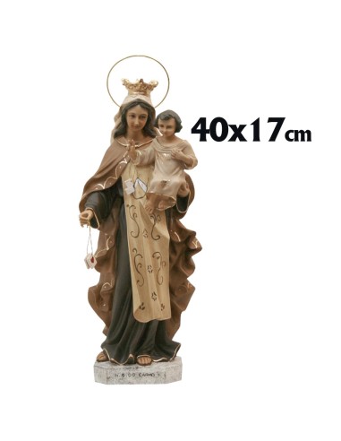 Virgen Carmen Res 40x17 CM Manto Barroco