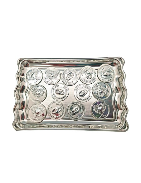 Juego Arras Metal Con Estuche Y Bandeja Plateada